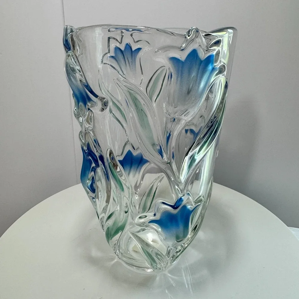 Vintage Mikasa Bluebells Crystal Vase 8
